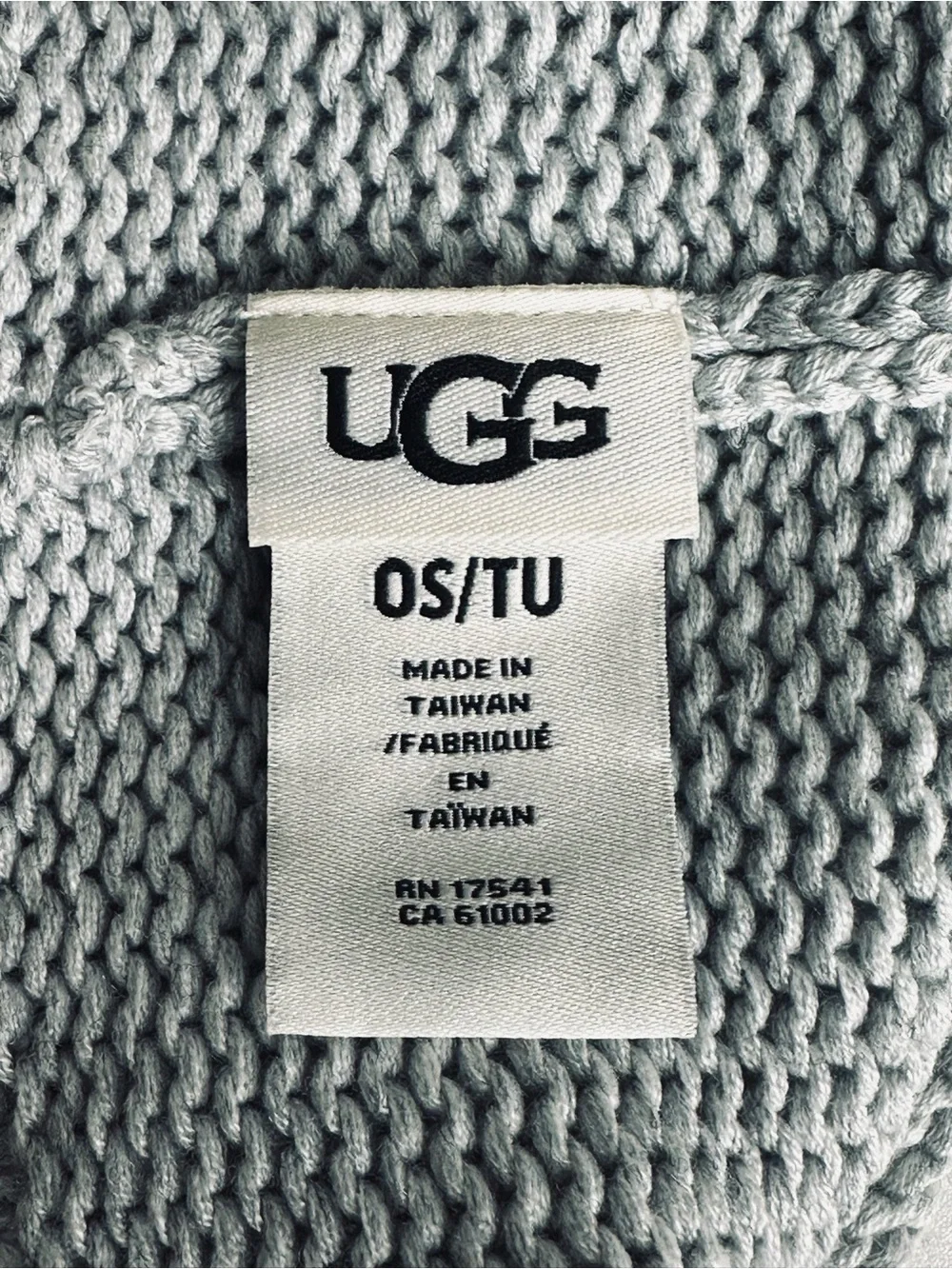 UGG Rib Cuff Hat Yarn Pom Knit Beanie Heather Gray Wool Blend One Size NWT